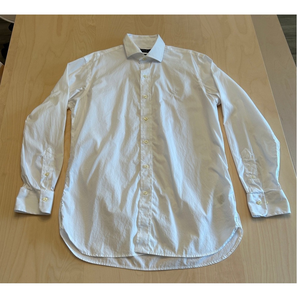 Polo Ralph Lauren Mens White Classic Fit Cotton Dress Shirt 15 32/33 Small